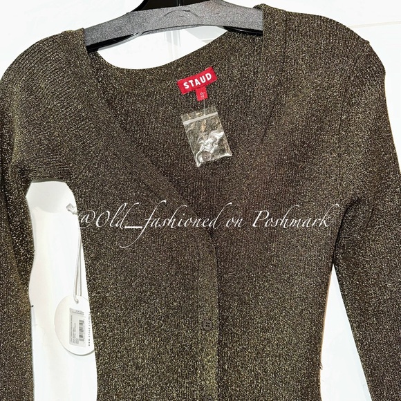 STAUD Craftsman Off-the-Shoulder Metallic Ribbed-Knit Midi Dress - Picture 6 of 13